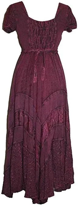 1001 DR Embroidered Dazzling Flare Gothic Corset Mid Calf Dress