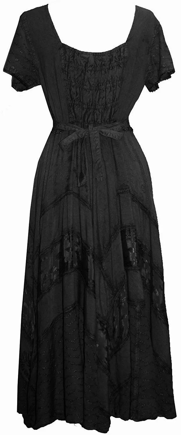 1001 DR Embroidered Dazzling Flare Gothic Corset Mid Calf Dress