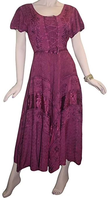 1001 DR Embroidered Dazzling Flare Gothic Corset Mid Calf Dress