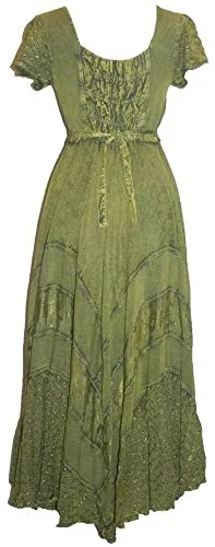 1001 DR Embroidered Dazzling Flare Gothic Corset Mid Calf Dress