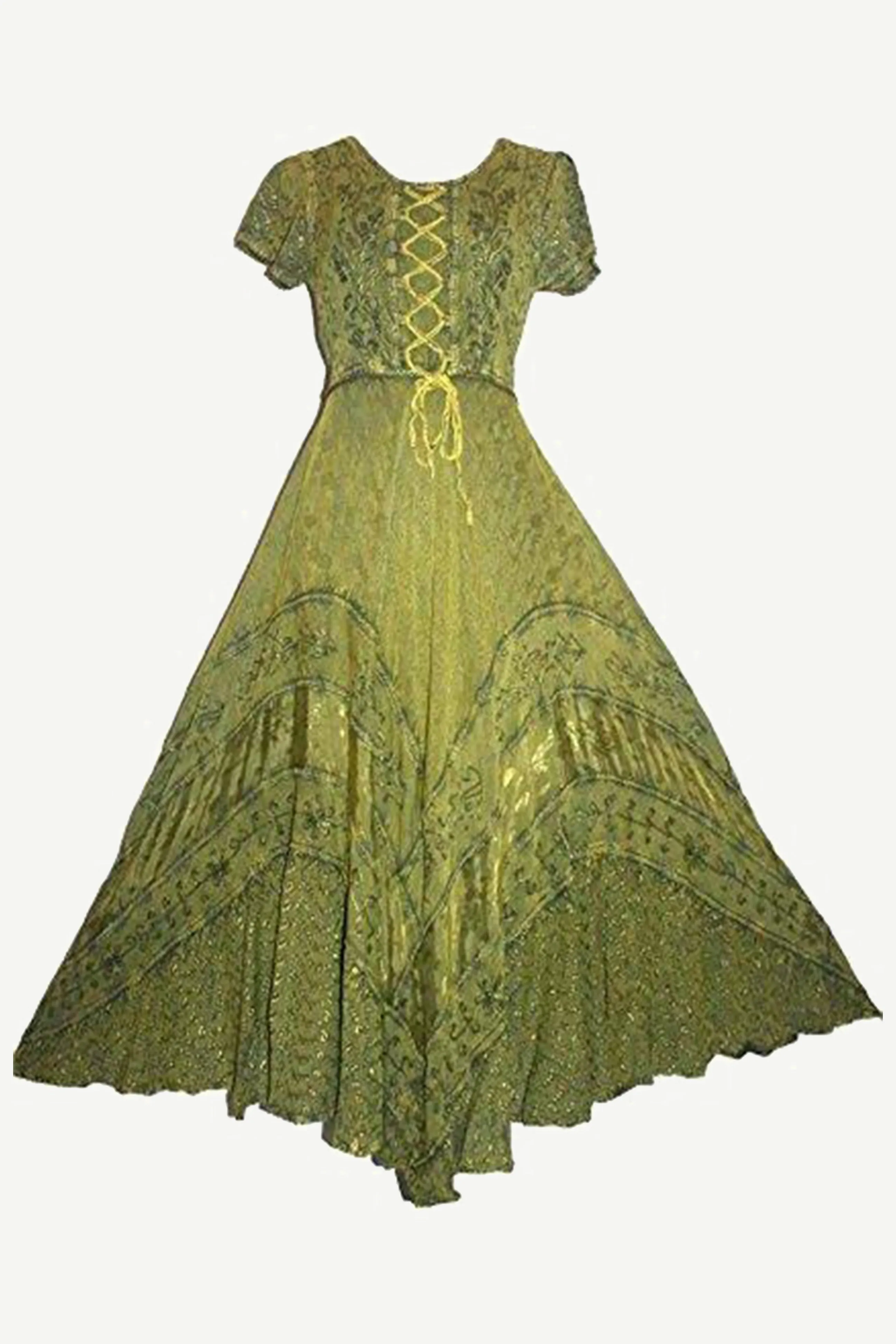 1001 DR Embroidered Dazzling Flare Gothic Corset Mid Calf Dress