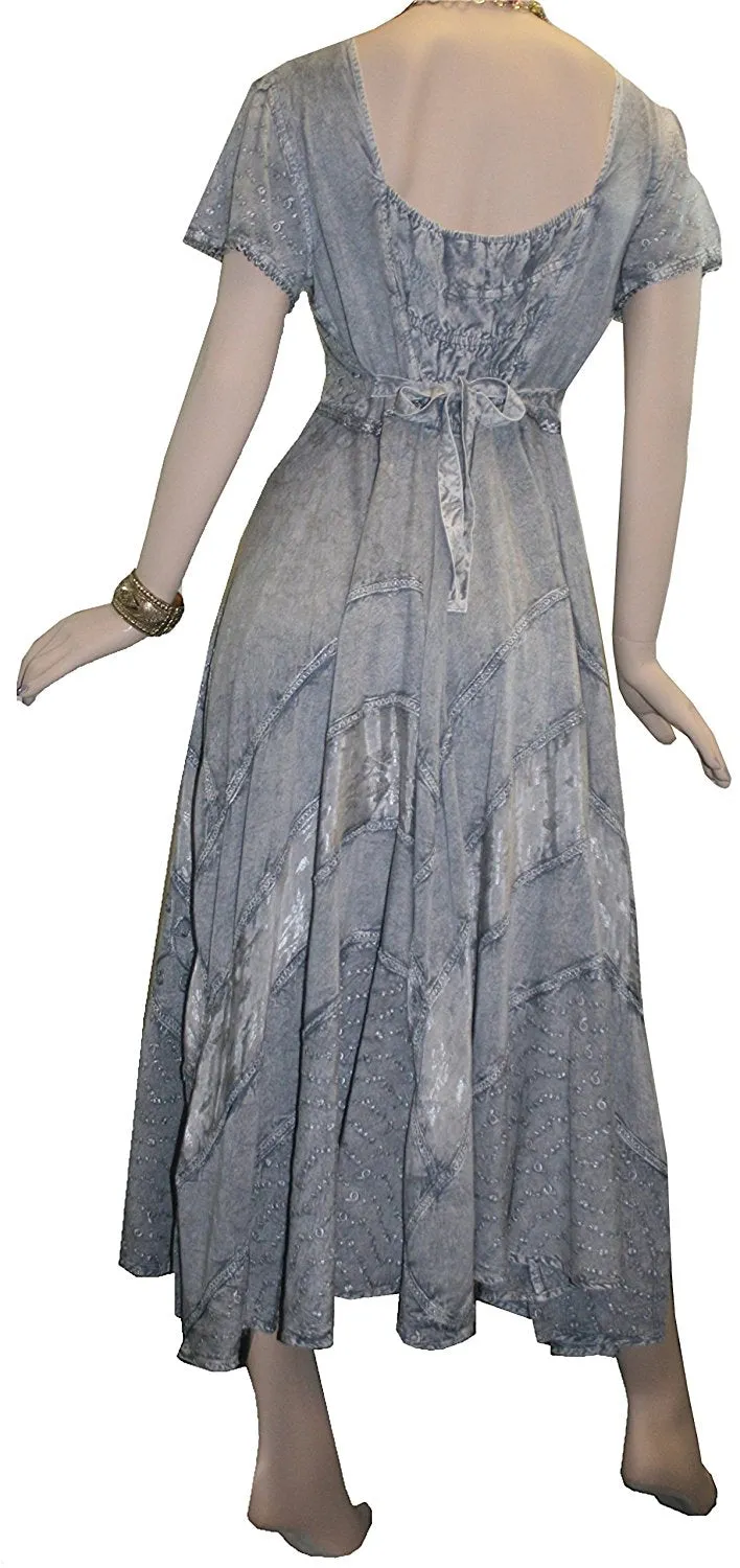 1001 DR Embroidered Dazzling Flare Gothic Corset Mid Calf Dress