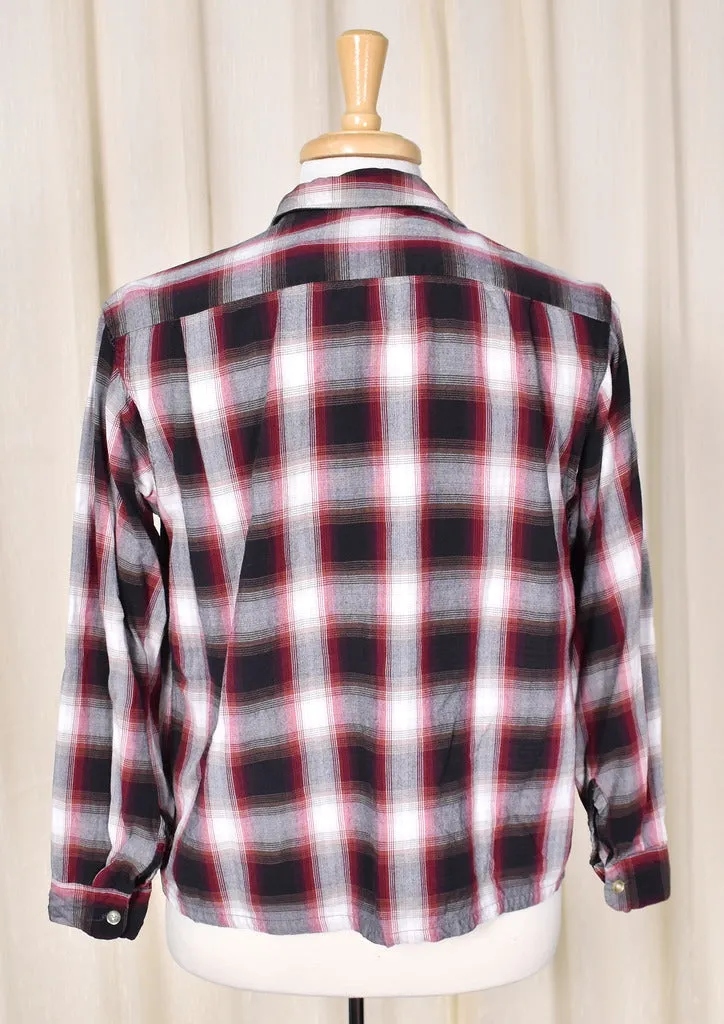 1950s Red & Blk Plaid LS Shirt