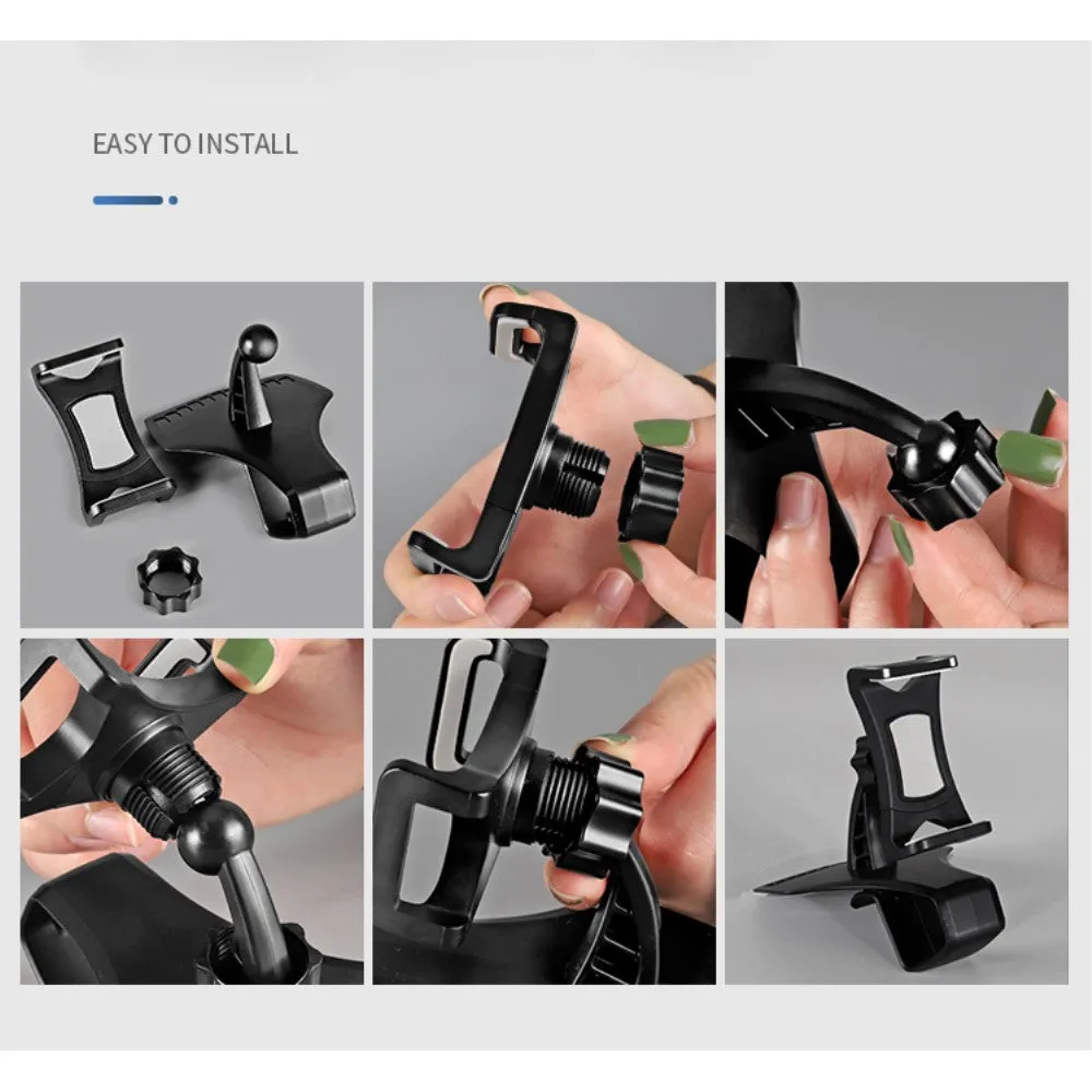 3 in 1 Car GPS Smartphone Holder: Dashboard / Visor Clamp   AC Grid Clip for Switel Snow S4011D - Black
