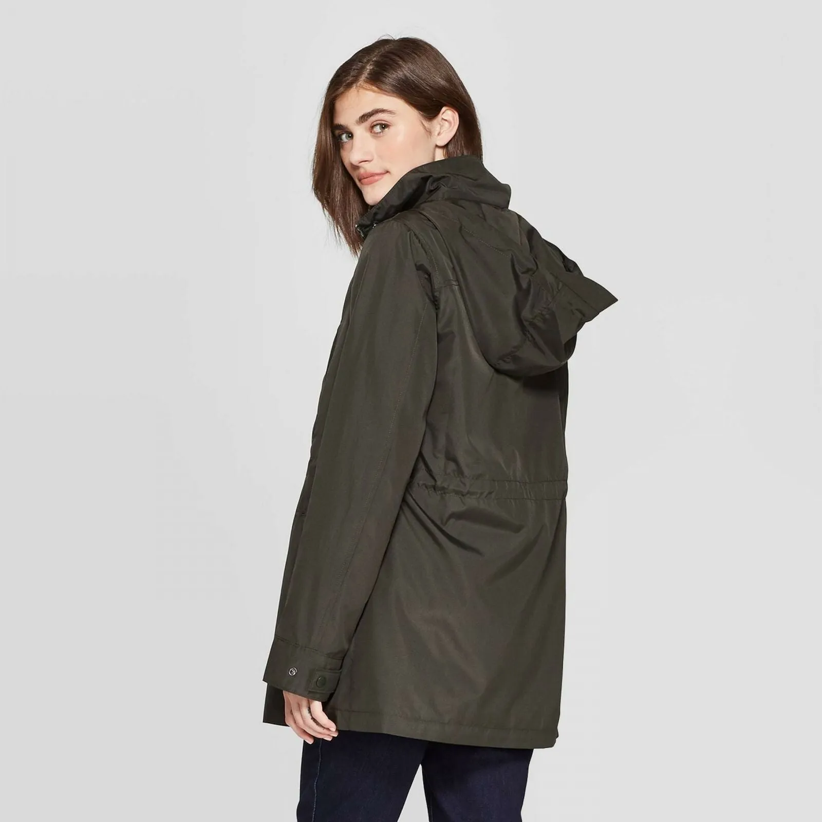A New Day Women's Packable Hooded Raincoat Rain Jacket