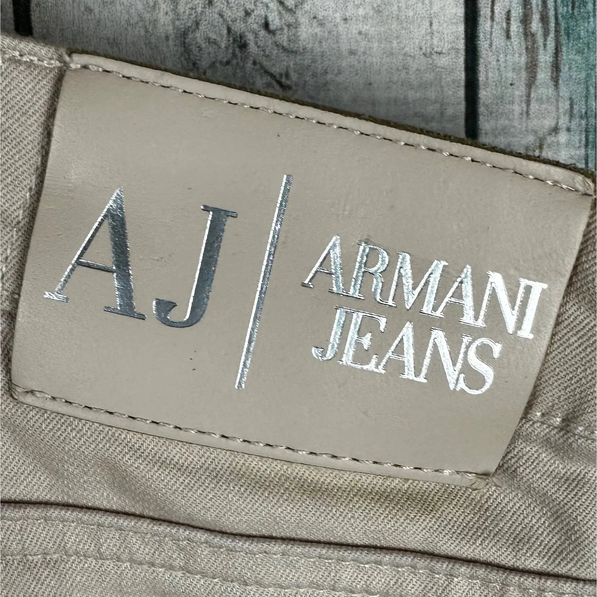 Armani Jeans Slim Straight Beige Rhinestone Jeans -Size 27