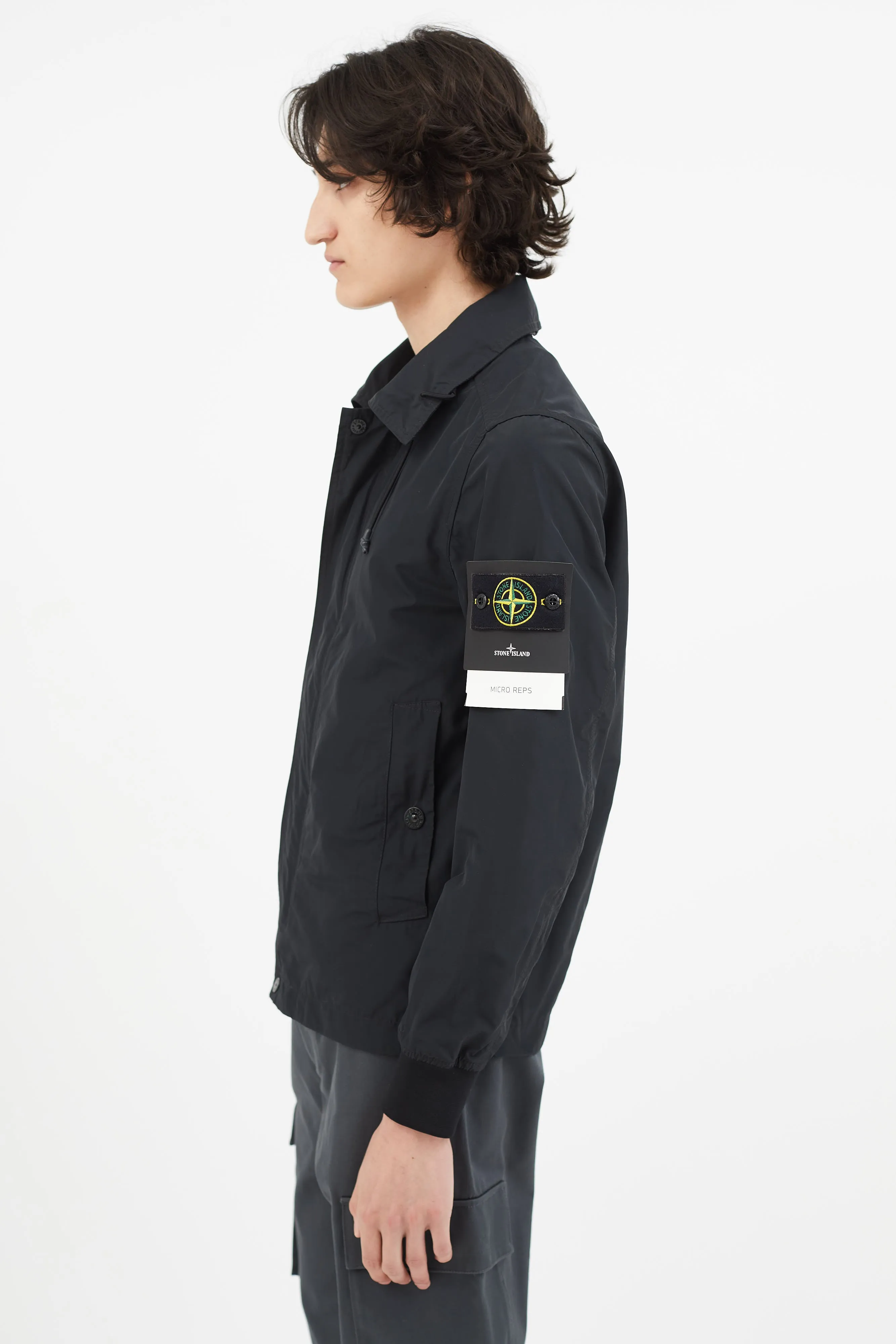 Black Full Zip Collar Jacket
