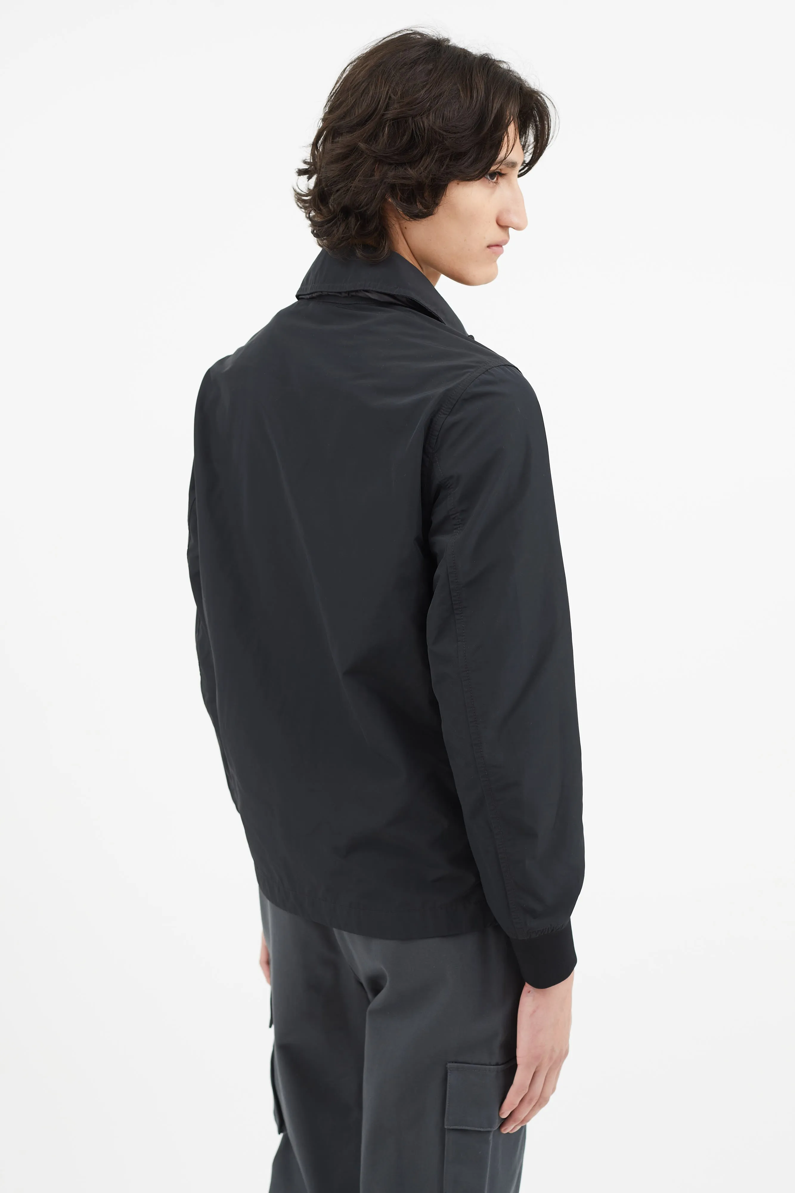Black Full Zip Collar Jacket