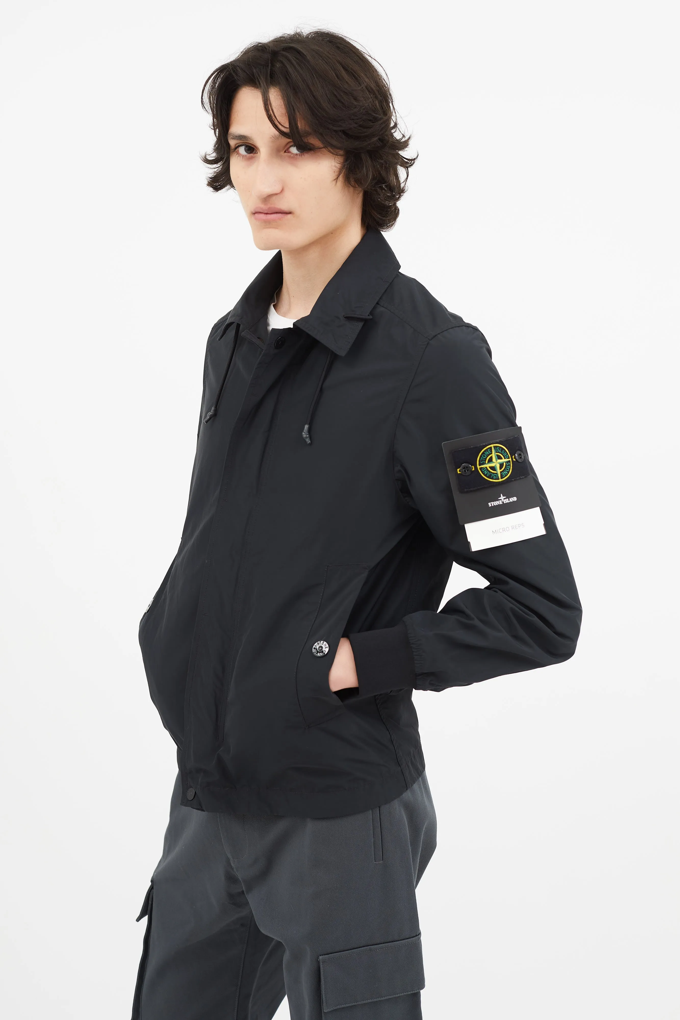 Black Full Zip Collar Jacket
