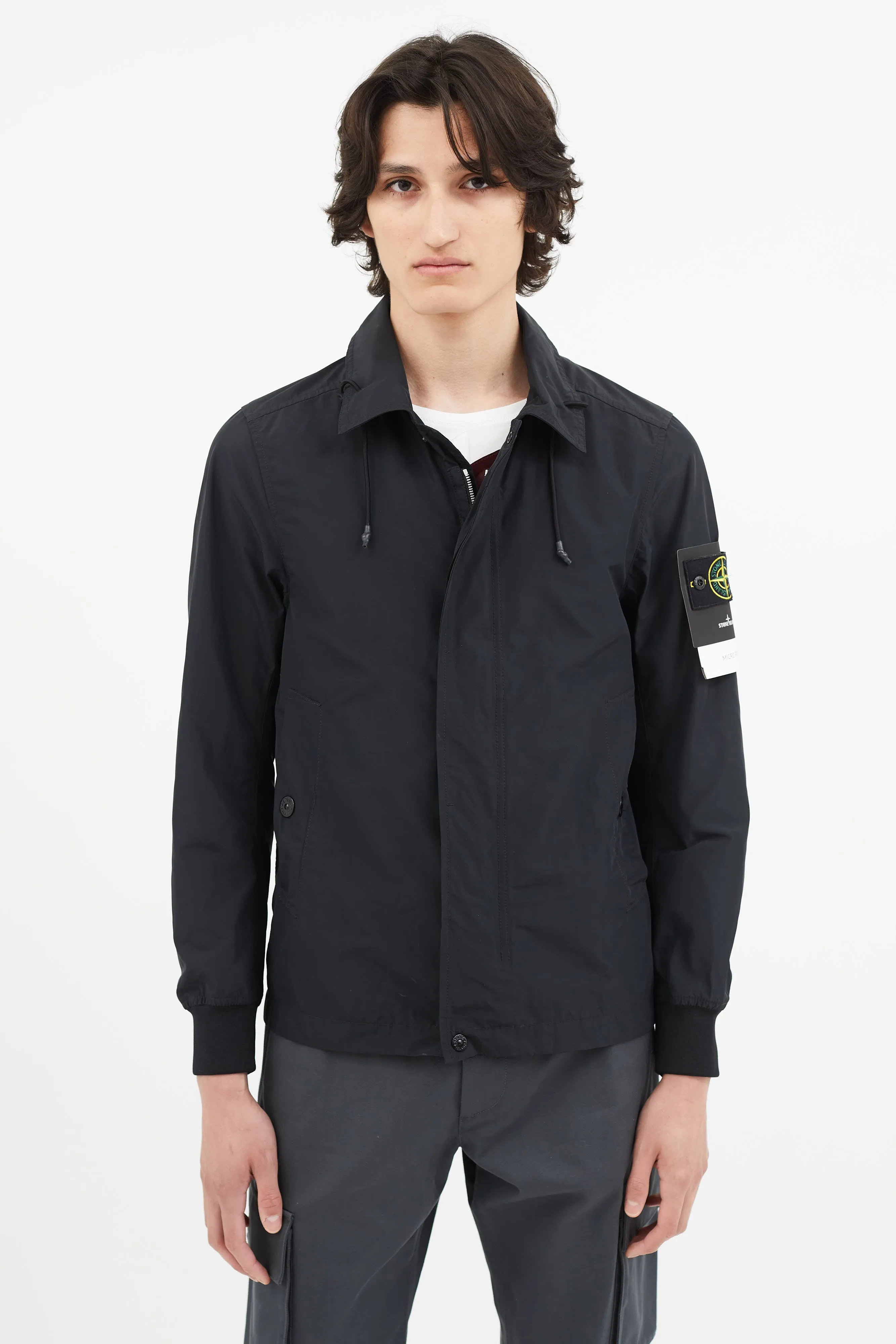 Black Full Zip Collar Jacket