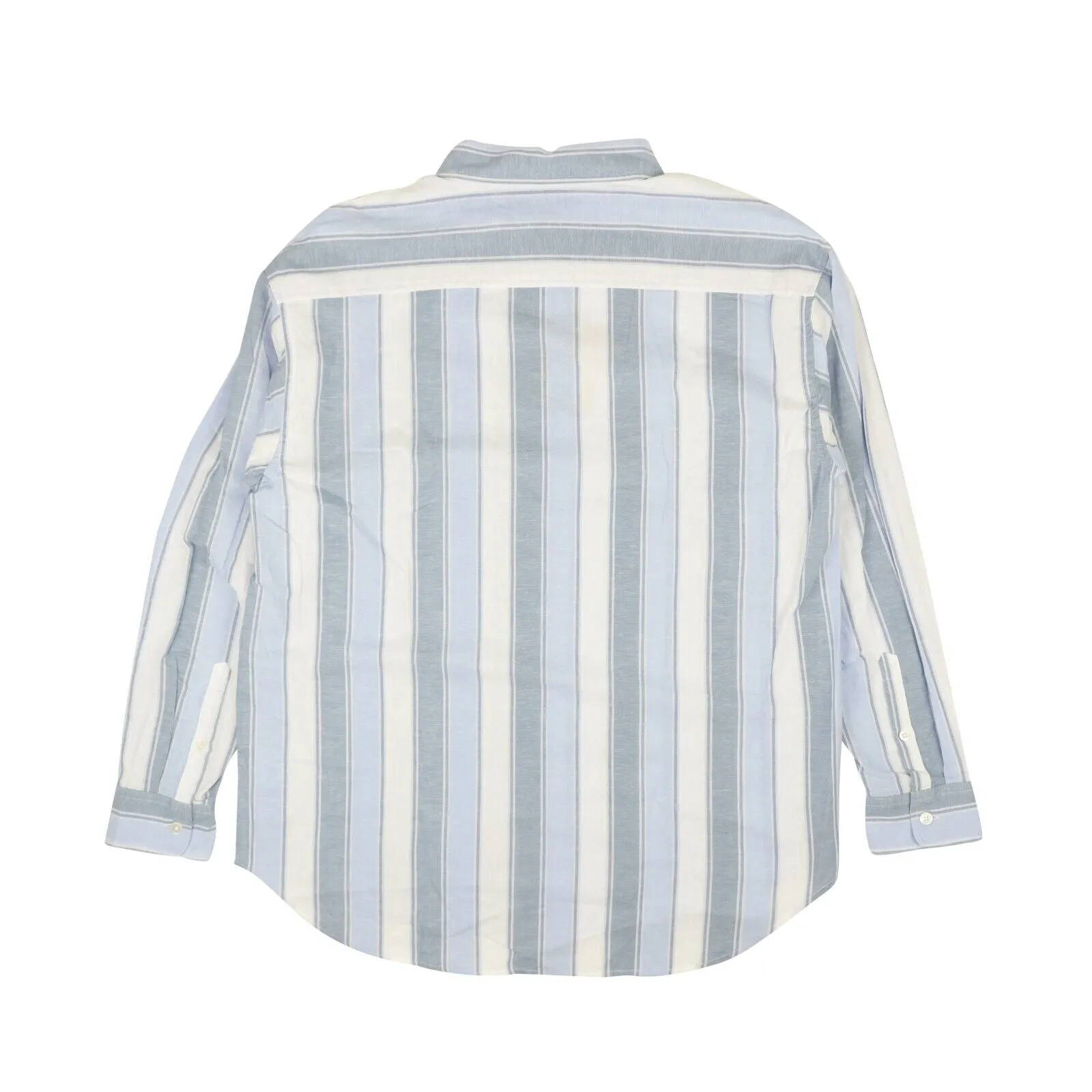 Blue Cotton Wide Stripe Button Down Shirt