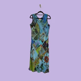 Cocktail Dress in Intuition Blue Printed Silk