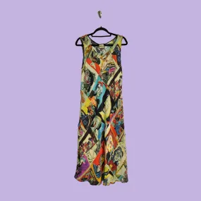 Cocktail Dress in Picasso Multicolor Printed Silk