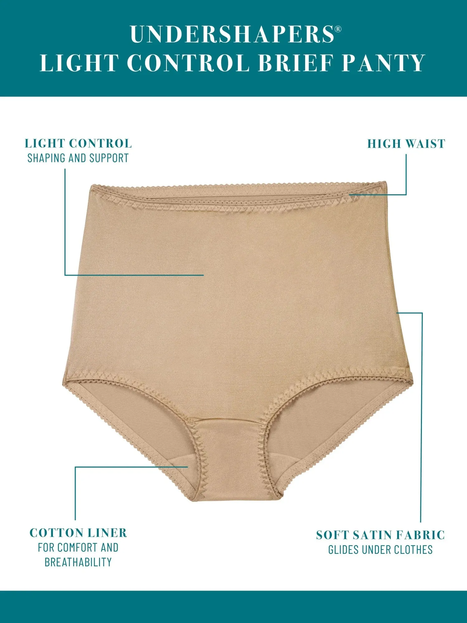 Collection Women'S Undershapers Brief Underwear, 3 Pack