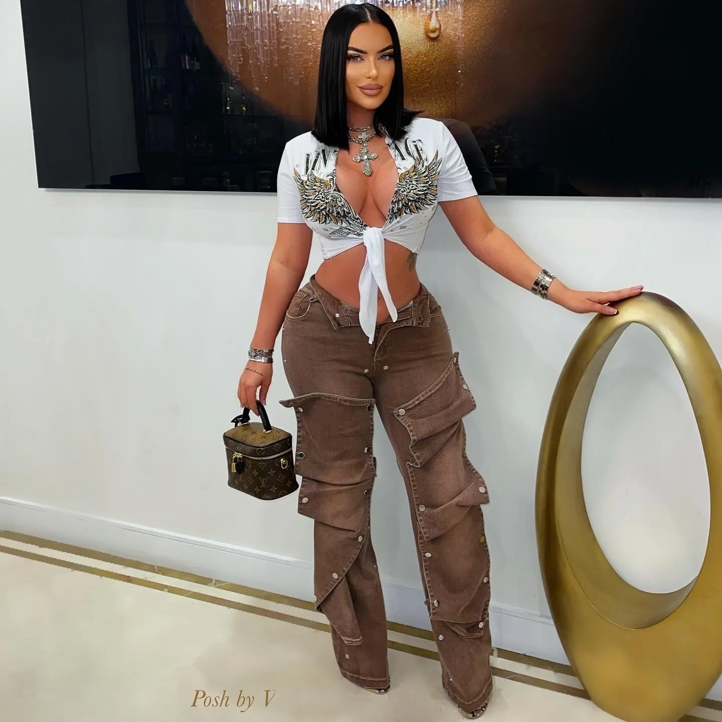 Couture snap jeans (Brown)