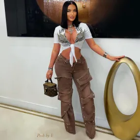 Couture snap jeans (Brown)