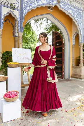 Designer Maroon Anarkali Suit for Special Occasions