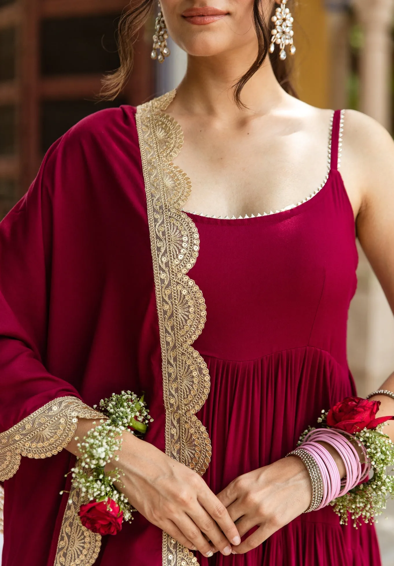 Designer Maroon Anarkali Suit for Special Occasions