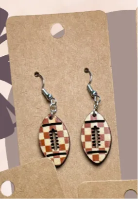Football Shape - Cut Out Wood Earrings
