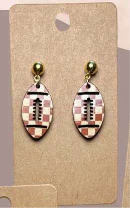 Football Shape - Cut Out Wood Earrings