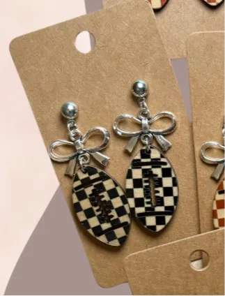 Football Shape - Cut Out Wood Earrings