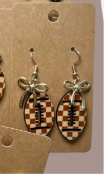 Football Shape - Cut Out Wood Earrings