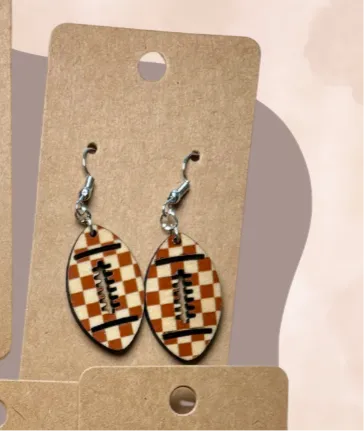 Football Shape - Cut Out Wood Earrings
