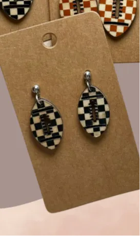 Football Shape - Cut Out Wood Earrings