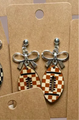 Football Shape - Cut Out Wood Earrings