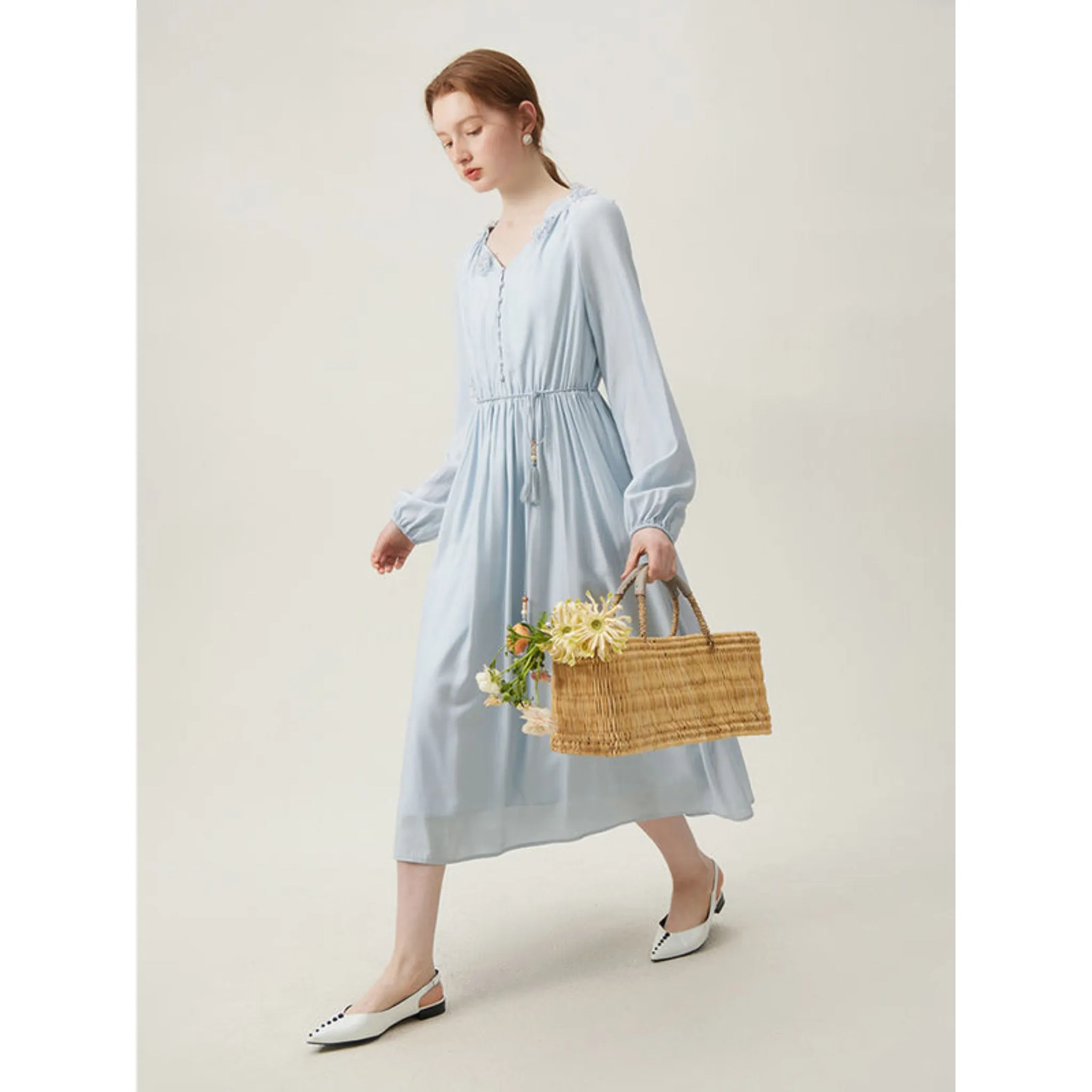 French Pastoral Style Long-sleeved Dress for Women