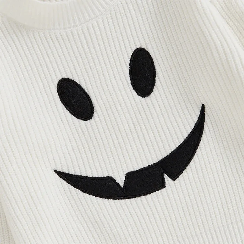 Halloween Ghost Knit White Sweater
