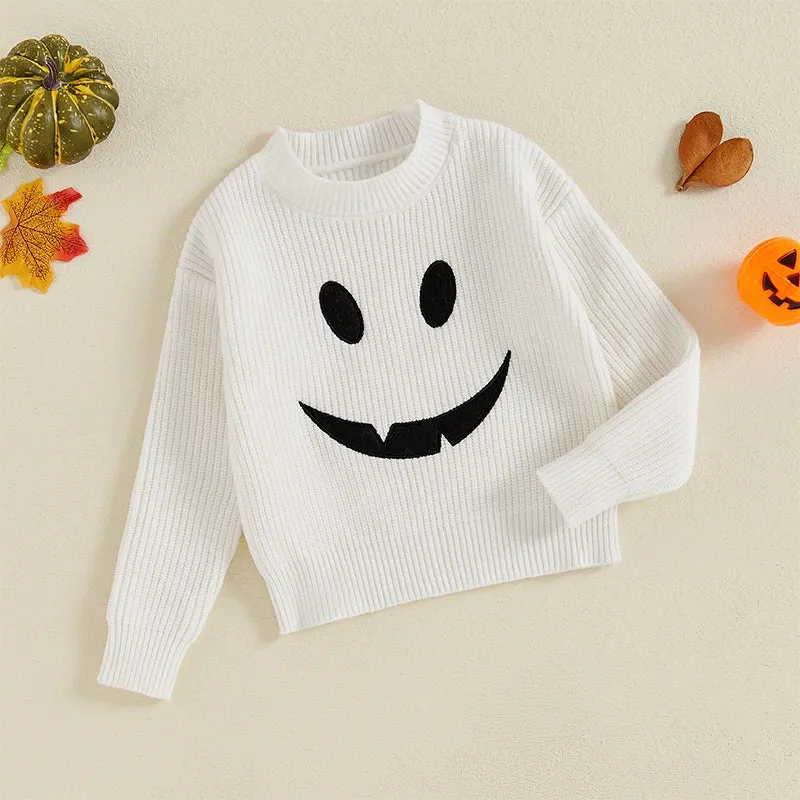 Halloween Ghost Knit White Sweater