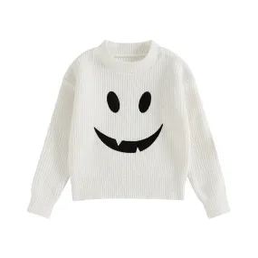 Halloween Ghost Knit White Sweater