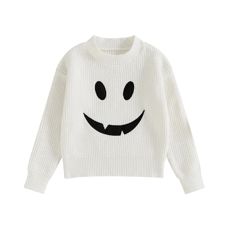 Halloween Ghost Knit White Sweater