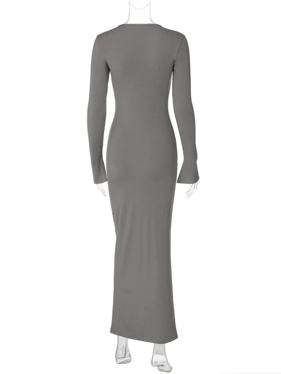 Long-sleeved slim-fitting hip dress