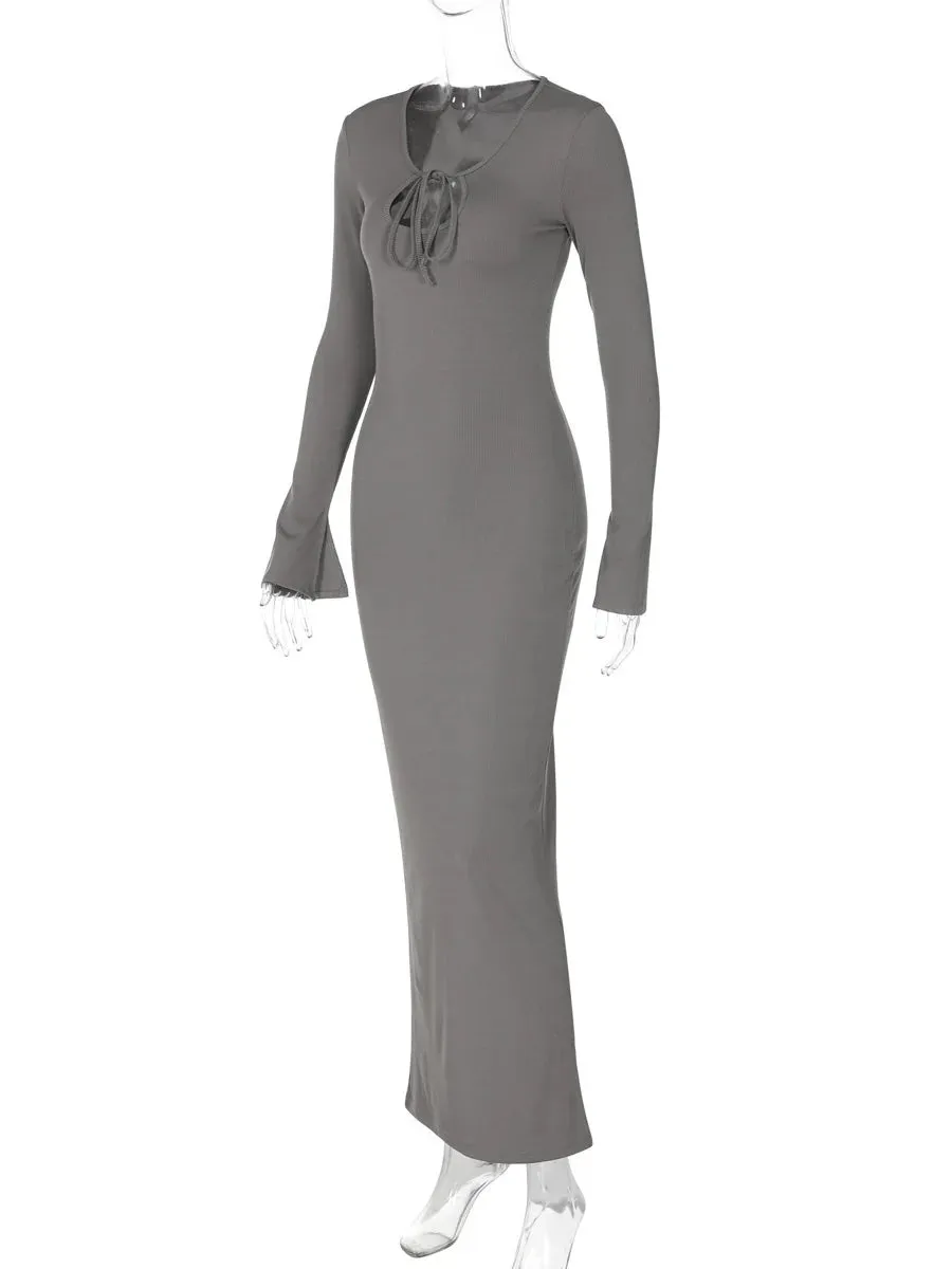 Long-sleeved slim-fitting hip dress