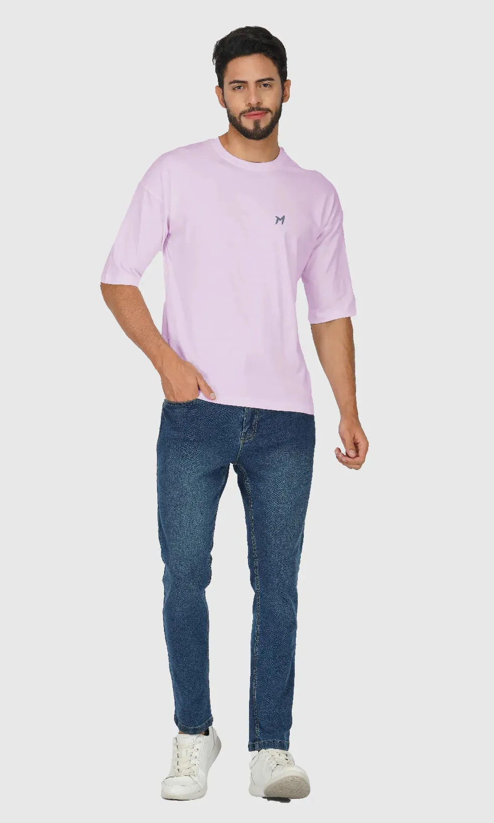 Mebadass Cotton Men's OverSized/Baggy Dropshoulder T-shirts - Lavender