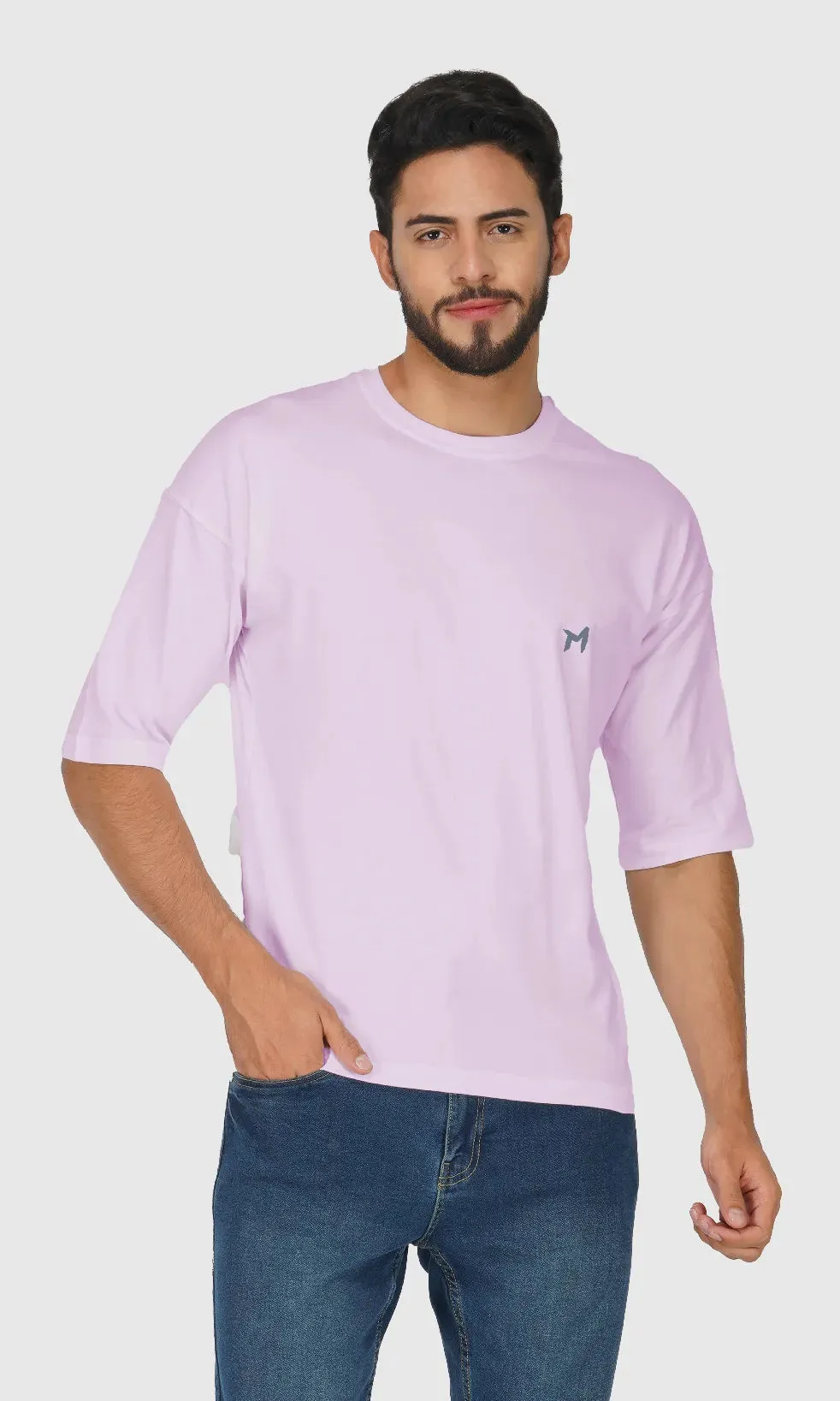 Mebadass Cotton Men's OverSized/Baggy Dropshoulder T-shirts - Lavender