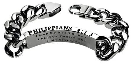 Men's Stainless Steel Crown of Thorns Bracelet Philippians 4:13