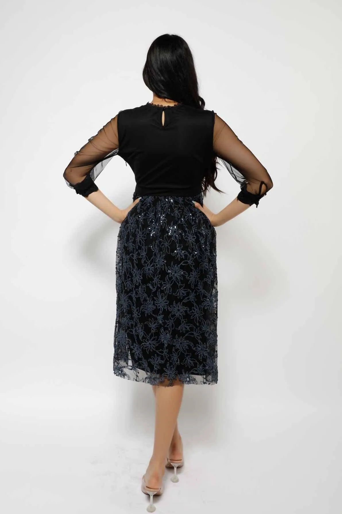 MR SEQUINS LACE MIDI DRESS 4-3450MIS
