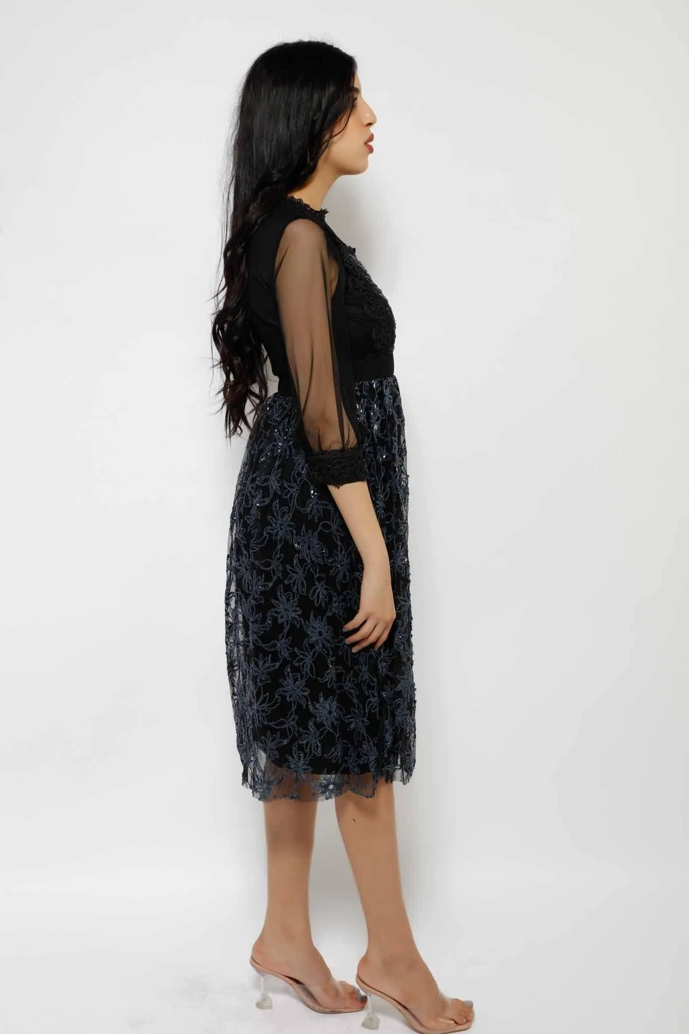 MR SEQUINS LACE MIDI DRESS 4-3450MIS