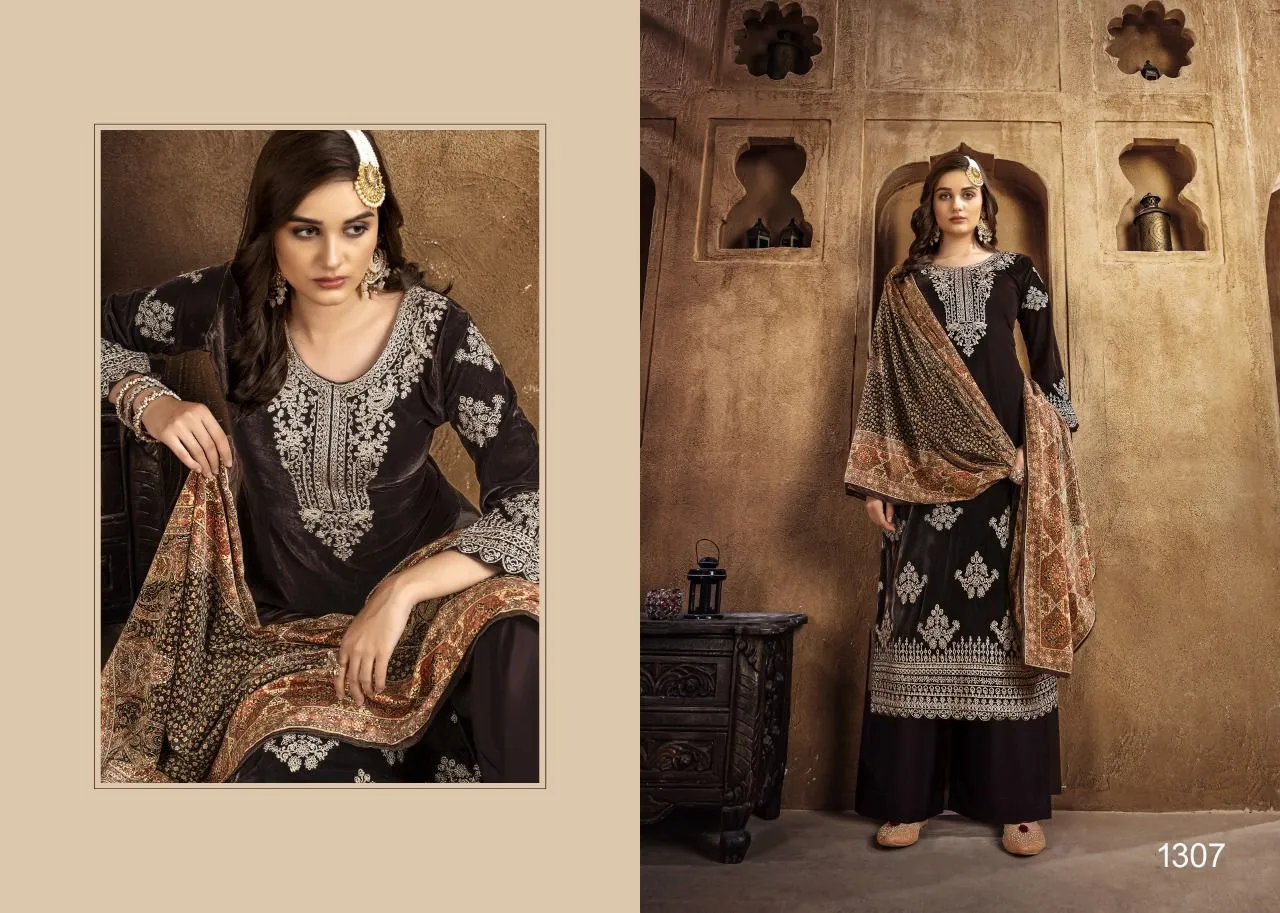 NAZNEEN GUL FAIZ 1305 SERIES VELVET WITH HEAVY EMBROIDERY SUITS