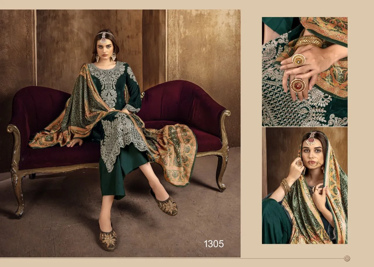 NAZNEEN GUL FAIZ 1305 SERIES VELVET WITH HEAVY EMBROIDERY SUITS