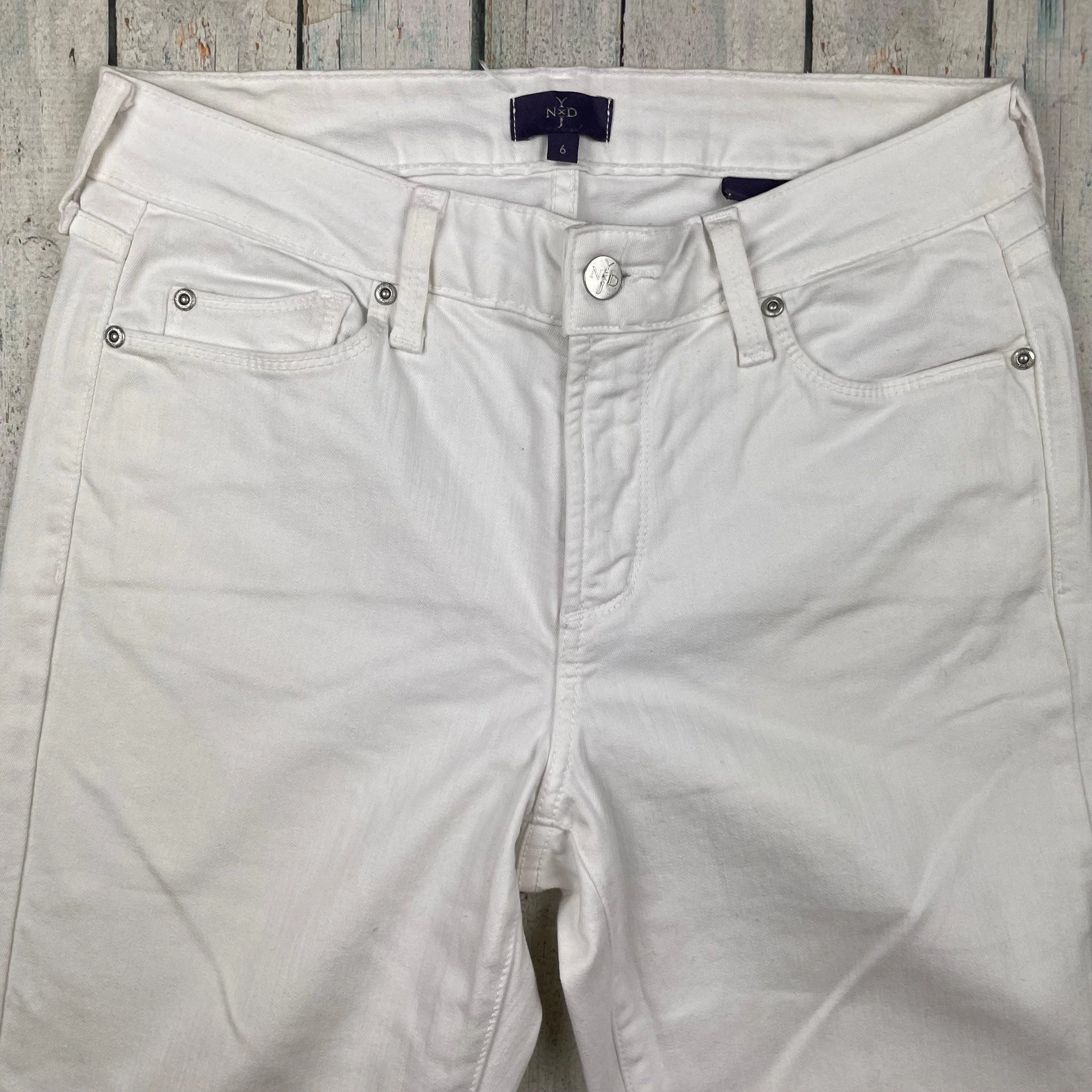 NYDJ Lift & Tuck 'Ankle' White Stretch Jeans -Size 6 US or 10 AU