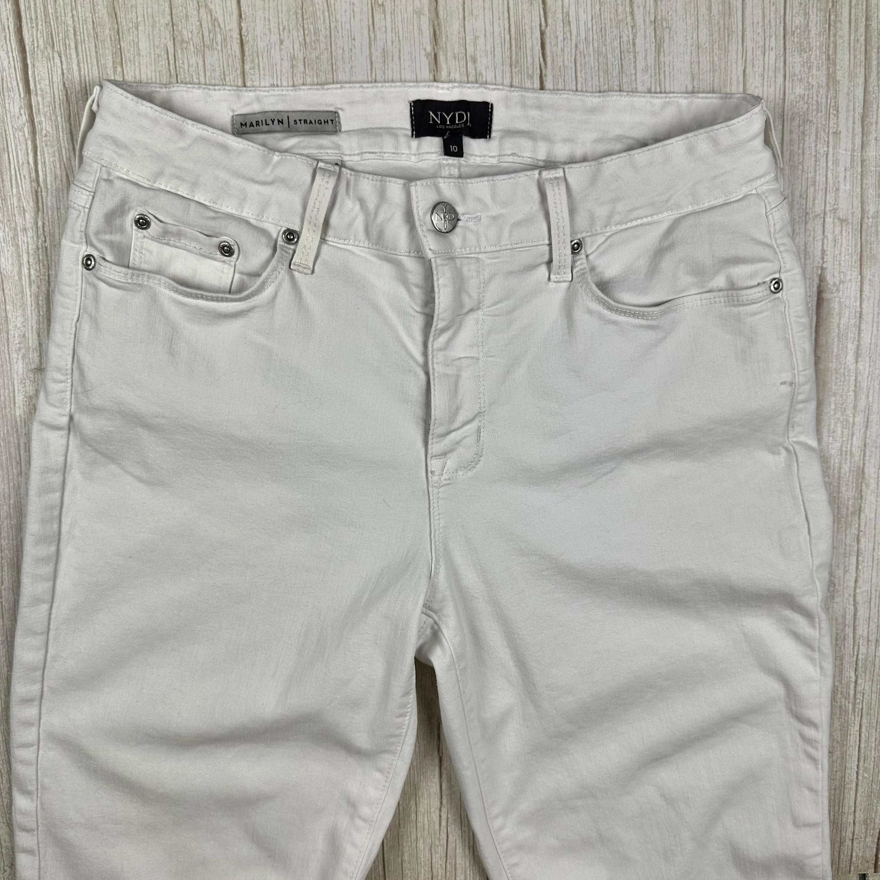 NYDJ - 'Lift & Tuck' MARILYN Straight White Jeans -Size 10US suit 14AU
