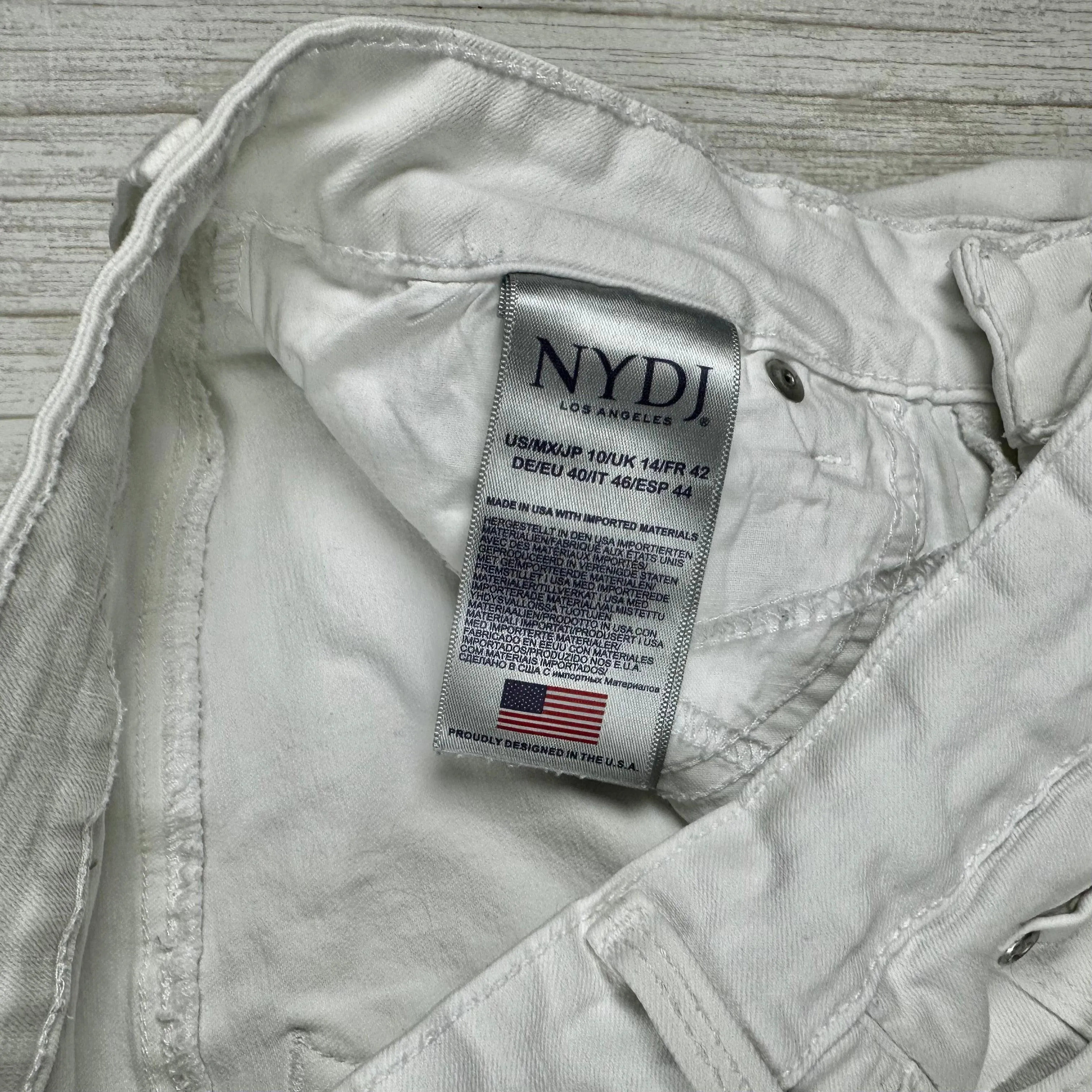 NYDJ - 'Lift & Tuck' MARILYN Straight White Jeans -Size 10US suit 14AU