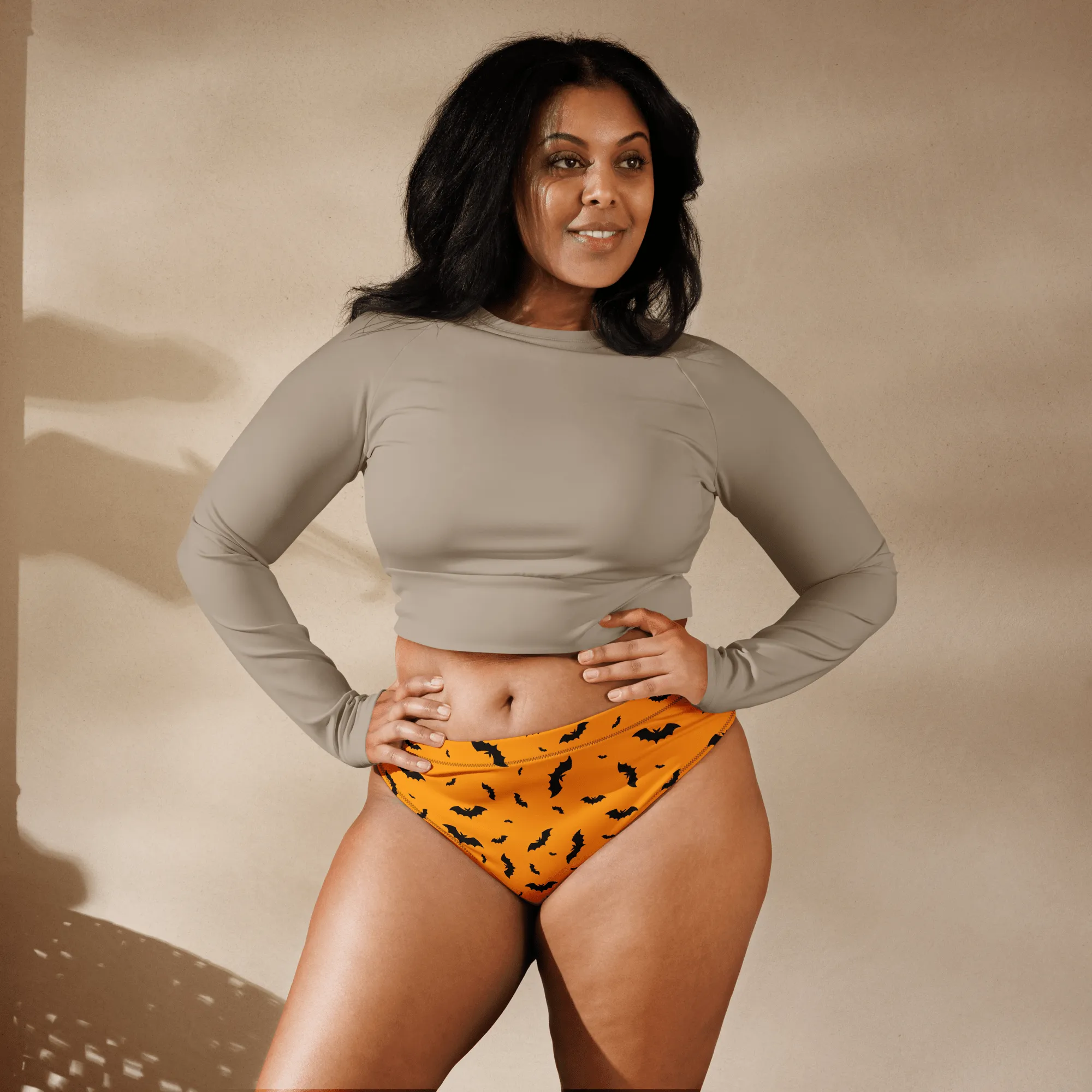 Orange Eclipse Sport High-Waisted Bikini Bottom