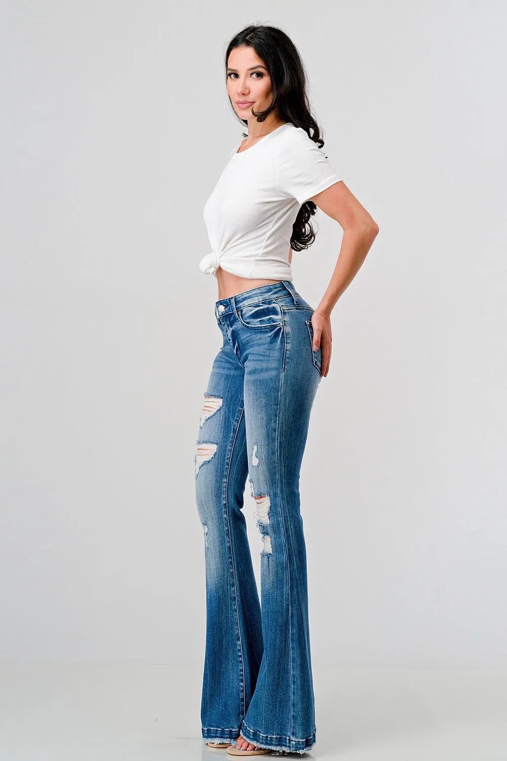 Petra Mid Rise Stretch Flare Jeans