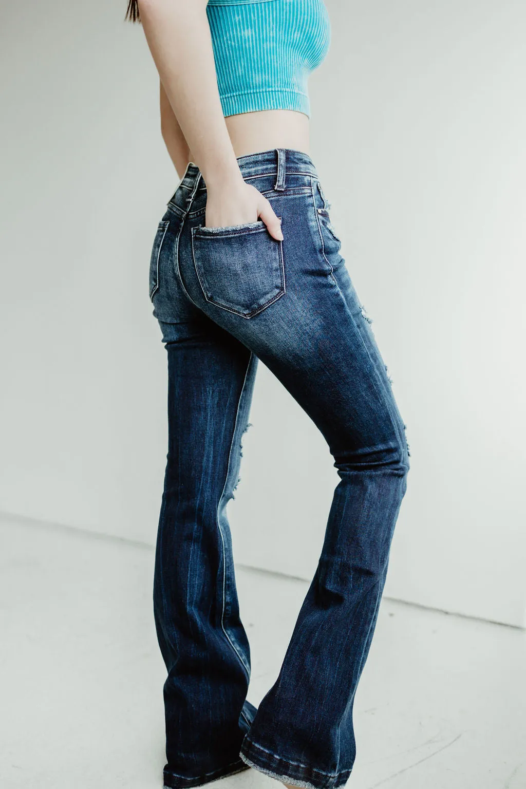 Petra Mid Rise Stretch Flare Jeans