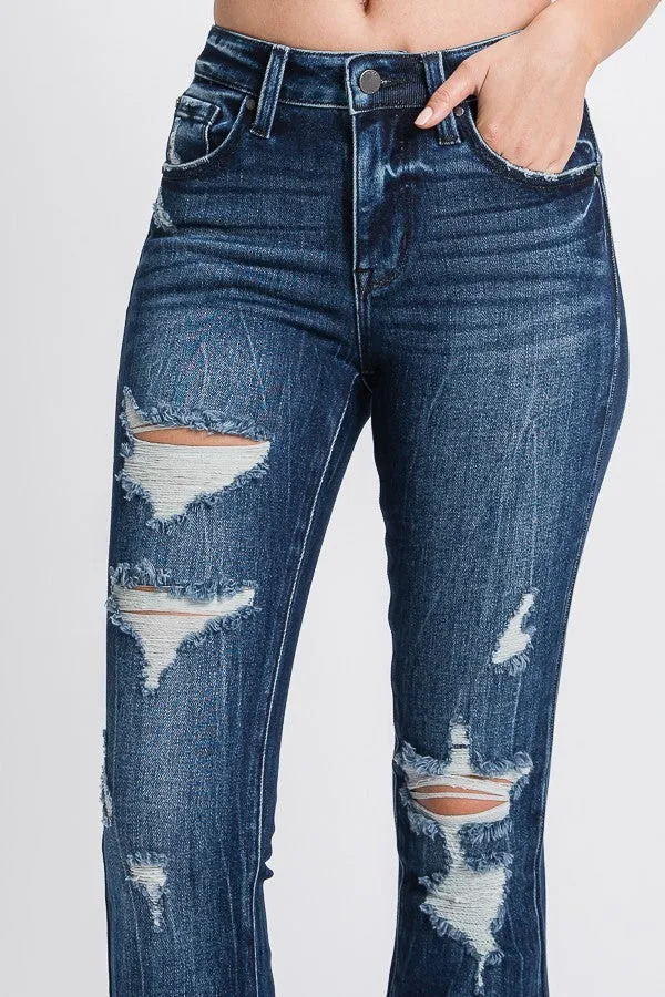 Petra Mid Rise Stretch Flare Jeans